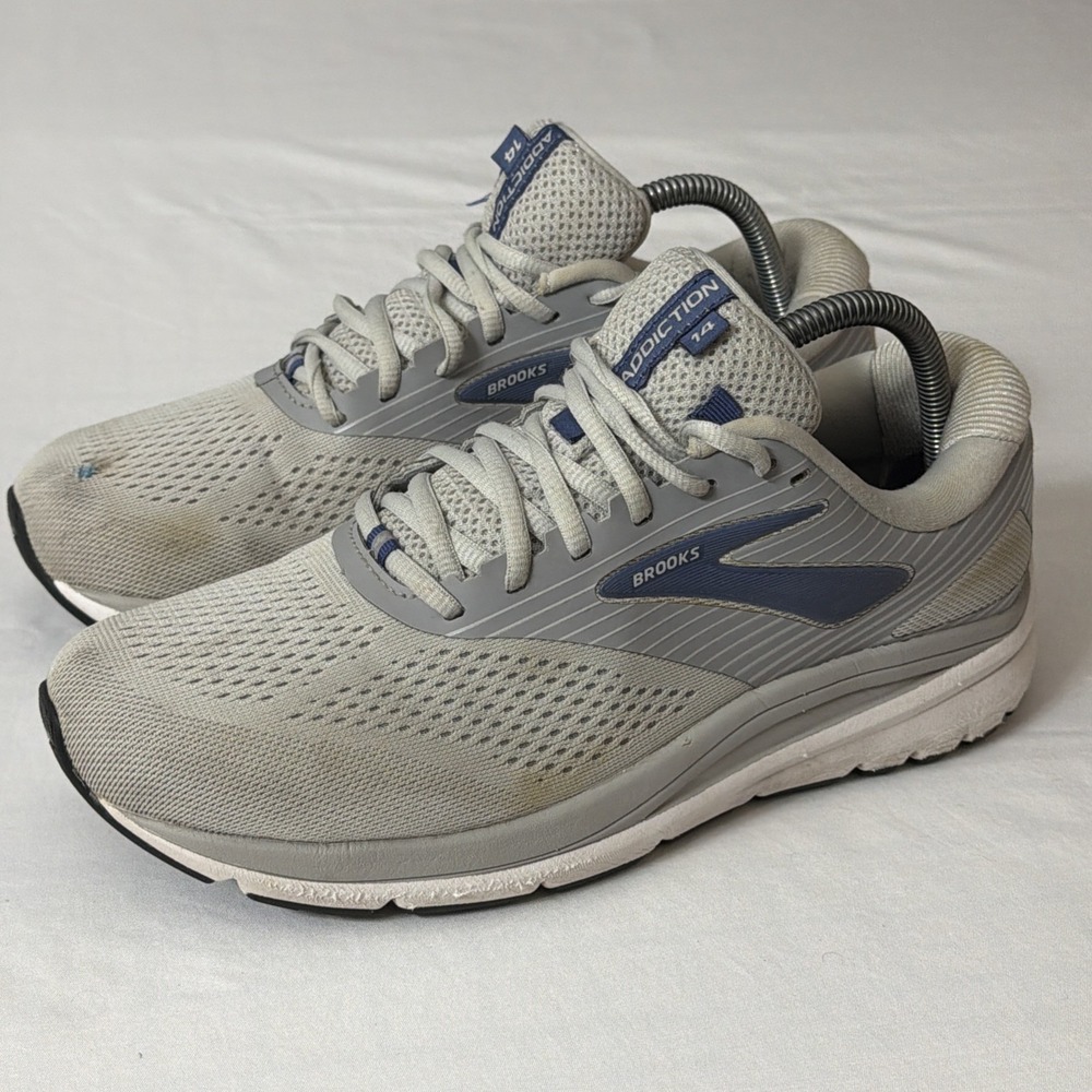 Brooks Addiction 14 1203061D077 Gray and Blue Running Sneakers Women's 10 D Wide
